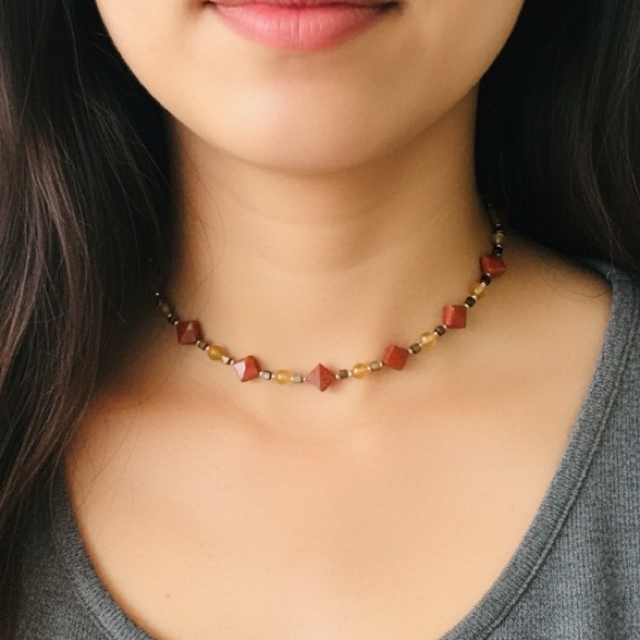 Enamel orange/rust & yellow choker - Picture 6 of 6